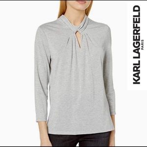 KARL LAGERFELD PARIS : Silver Shimmer Knit Top